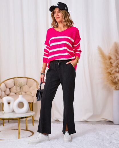 Royalfashion Pantaloni din stofă de catifea neagră pentru femei