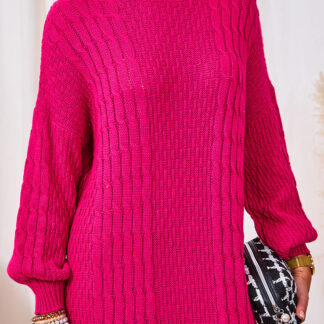 Royalfashion Rochie pulover lung pentru femei Fuchsia
