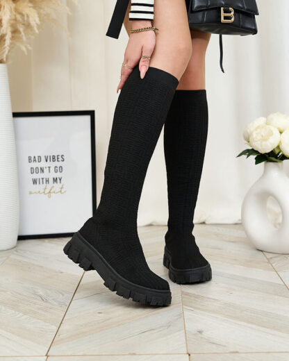 Royalfashion Cizme negre cu model pentru femei Helipea