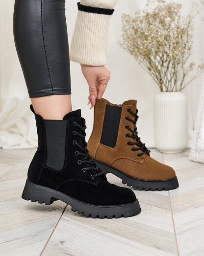 Royalfashion Cizme cu toc plat Oledi maro pentru femei