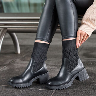 Royalfashion Cizme cu toc plat Acigog negru pentru femei