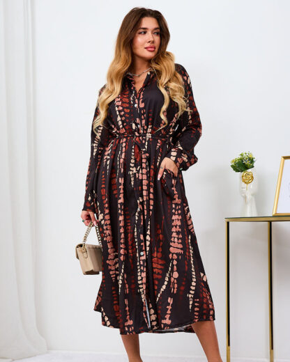 Royalfashion Rochie maxi pentru femei cu model negru și maro