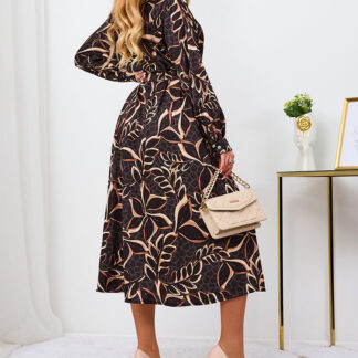 Royalfashion Rochie maxi pentru femei cu model negru și maro deschis