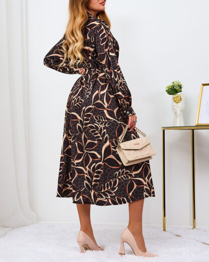 Royalfashion Rochie maxi pentru femei cu model negru și maro deschis