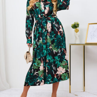 Royalfashion Rochie maxi pentru femei cu model negru și verde
