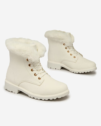 Royalfashion Cizme clasice de damă a'la trappers în alb Dotsacia