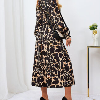 Royalfashion Rochie maxi pentru femei bej cu imprimeu leopard