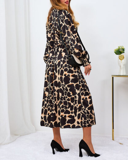 Royalfashion Rochie maxi pentru femei bej cu imprimeu leopard
