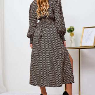 Royalfashion Rochie maxi pentru femei cu model bej și negru