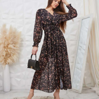 Royalfashion Rochie maxi pentru femei cu model negru