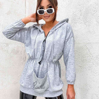 Royalfashion Hanorac de damă gri deschis cu zirconii