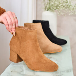 Royalfashion Camel cizme cu tocuri joase pentru femei Referra