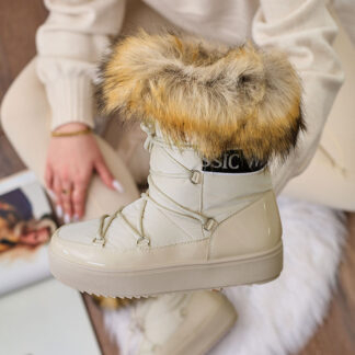 Royalfashion Cizme slip-on Beige a'la cizme de zăpadă pentru femei Gomllo