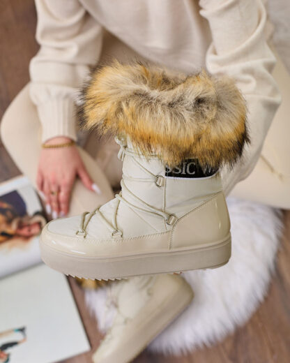 Royalfashion Cizme slip-on Beige a'la cizme de zăpadă pentru femei Gomllo