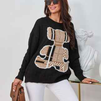 Royalfashion Black Pulover Teddy Bear pentru femei