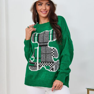 Royalfashion Pulover de damă verde închis