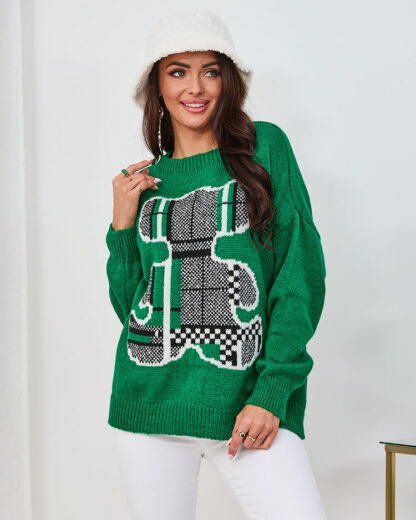 Royalfashion Pulover de damă verde închis