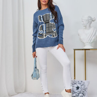 Royalfashion Pulover de pluș pentru femei albastru închis
