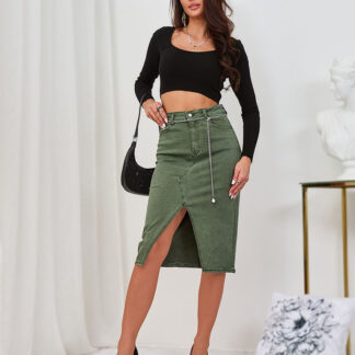 Royalfashion Fustă de damă din denim verde