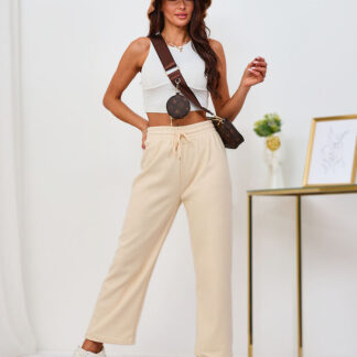 Royalfashion Pantaloni pentru femei din catifea crem încălzit