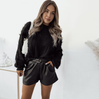 Royalfashion Pulover negru pentru femei cuvertură de pat