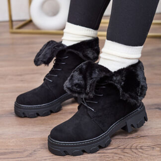 Royalfashion Cizme cu șiret negru pentru femei Cavenma