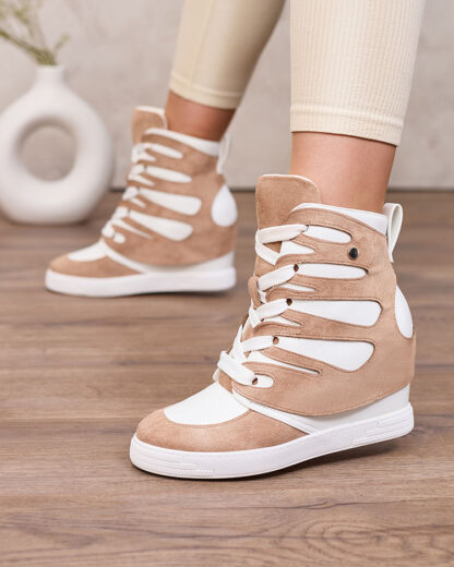 Royalfashion Cizme sport pe tocuri pentru femei Pamstinsa maro deschis