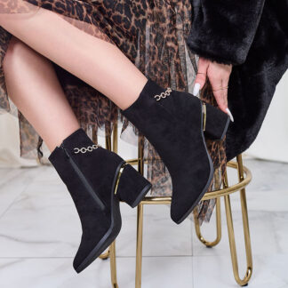 Cizme negre de damă cu partea superioară a'la șosetă Foldaf- Footwear