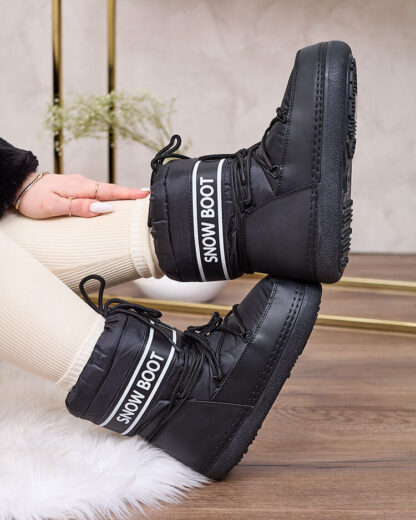 Royalfashion Cizme de zăpadă pentru femei negre cu cizmă Soblesia