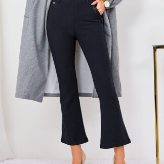 Royalfashion Pantaloni de damă din stofă neagră a'la bells