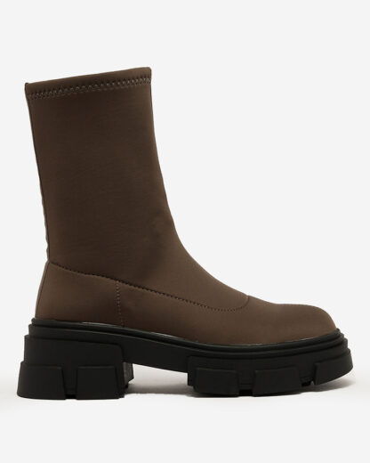 Royalfashion Cizme eco-suede pentru femei, bej Classy Girl