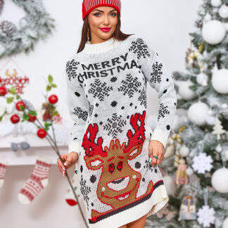 Royalfashion Christmas Rochie Swter pentru femei în alb