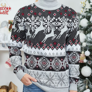 Pulover de Crăciun pentru bărbați Royalfashion Pulover cu guler înalt, gri