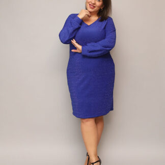 Royalfashion Rochie pentru femei strălucitoare înainte de genunchi în albastru marin PLUS SIZE