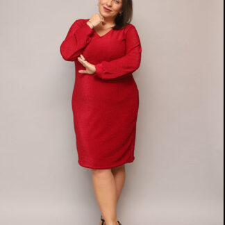 Royalfashion Rochie de damă strălucitoare înainte de genunchi în roșu PLUS SIZE