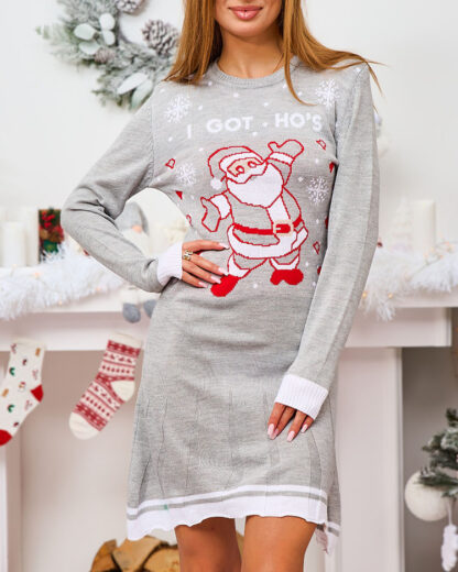 Royalfashion Pulover de Crăciun Rochie de damă în gri