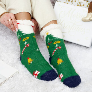 Royalfashion Șosete de damă Warmed Christmas Green