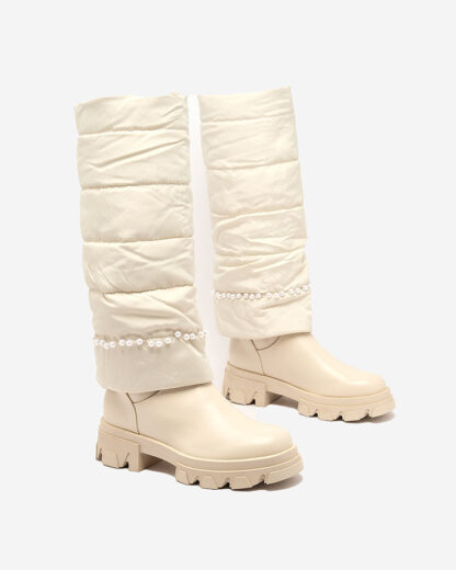 Royalfashion Cizme Ameroe de damă de culoare crem
