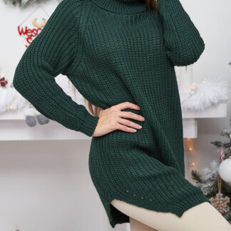 Royalfashion Pulover lung pentru femei cu guler înalt