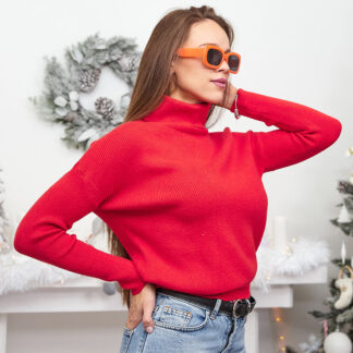 Royalfashion Pulover subțire cu guler înalt pentru femei