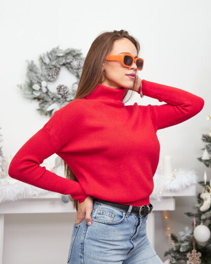 Royalfashion Pulover subțire cu guler înalt pentru femei