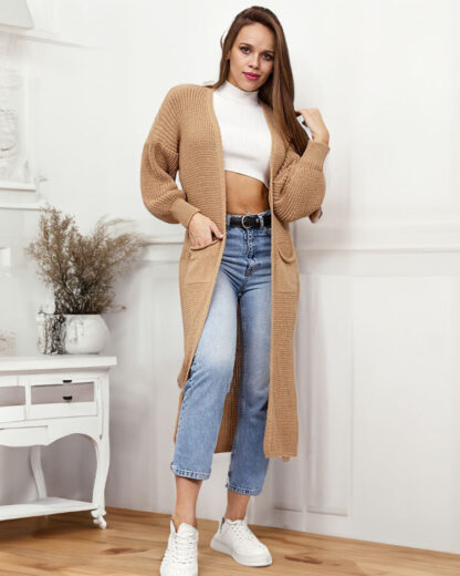 Royalfashion Pulover cu cuvertură pentru femei maro deschis