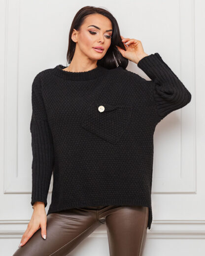 Royalfashion Pulover negru pentru femei