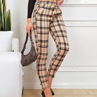 Royalfashion Pantaloni teggings pentru femei cu carouri încălzite