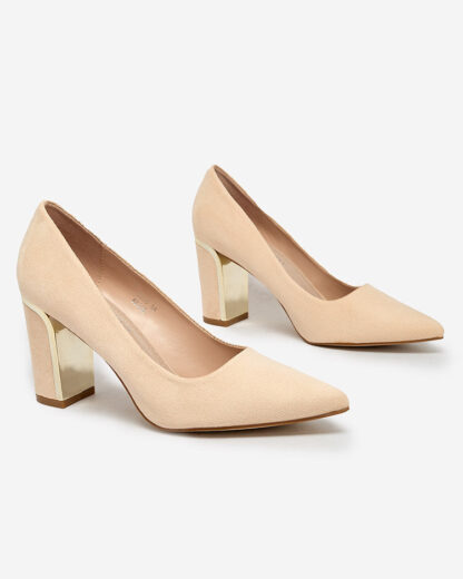 Royalfashion Pantofi de damă din piele ecologică de căprioară bej Afrogosa
