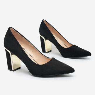 Royalfashion Pantofi de damă negri din piele ecologică de postav Afrogosa
