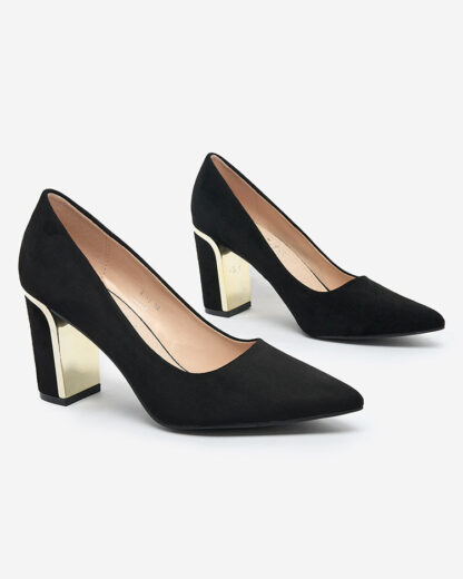Royalfashion Pantofi de damă negri din piele ecologică de postav Afrogosa