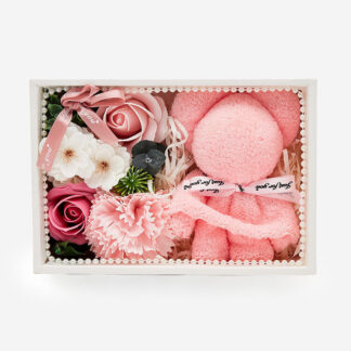 Royalfashion Flowerbox Flori într-o cutie cu un ursuleț de pluș