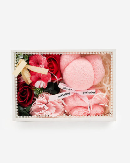 Royalfashion Flowerbox Flori într-o cutie cu un ursuleț de pluș