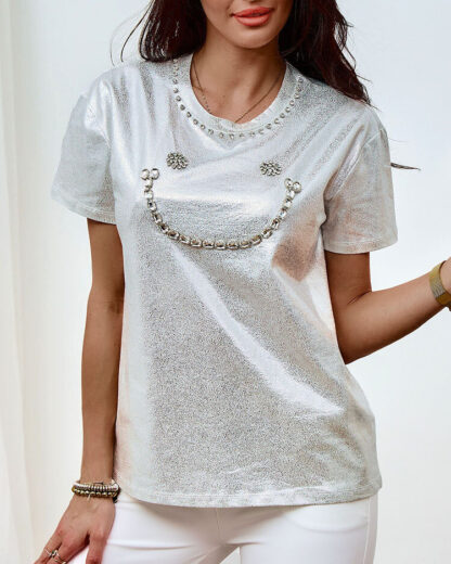 Royalfashion Tricou pentru femei cu zirconii